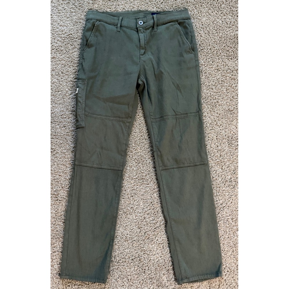 AG Adriano Goldschmied Women 28R Olive Green Cargo Utility Slim Pants BW14077
